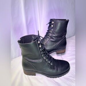 Elegant Black Leather Combat Boots